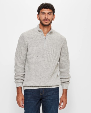 Waffle Half Zip Knit Jumper