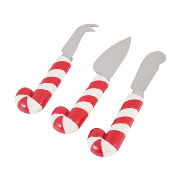 3 Pack Red Candy Stripe Cheese Knives - Anko