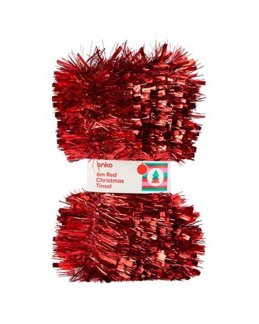 Anko 6m Red Christmas Tinsel
