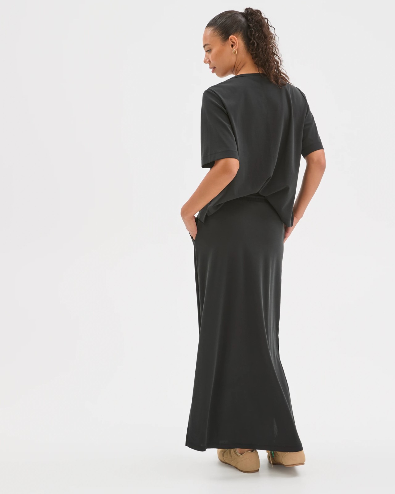Relaxed Drape Maxi Skirt - Black 6 of 6