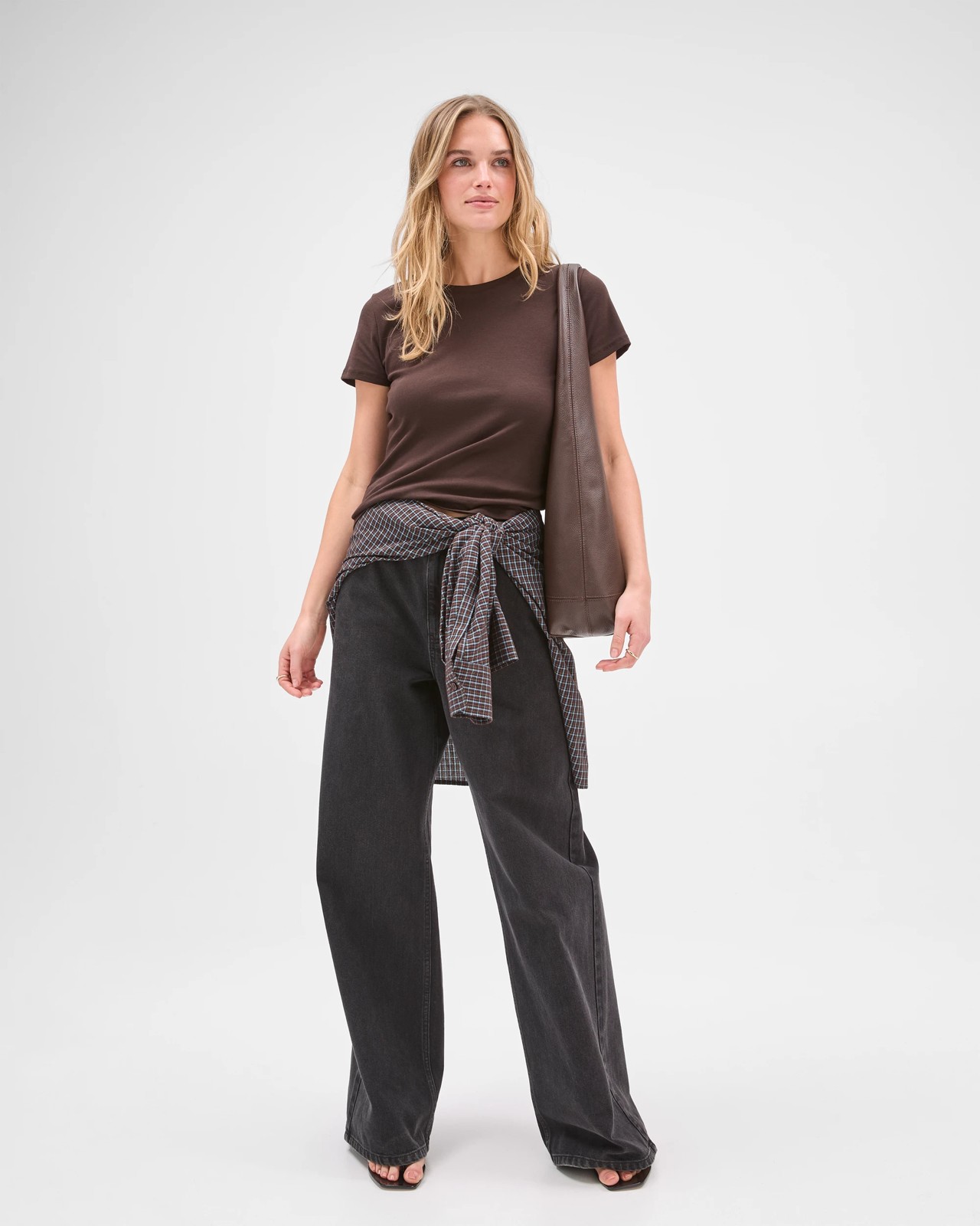 Lily Loves Australian Cotton Blend Semi Sheer Fitted T-Shirt - Truffle 2 of 5