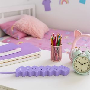 Arlec 6 Outlet Zig Zag Master On/Off Switch Powerboard - Lilac