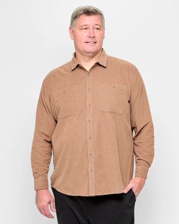 Plus Size Long Sleeve Cord Shirt