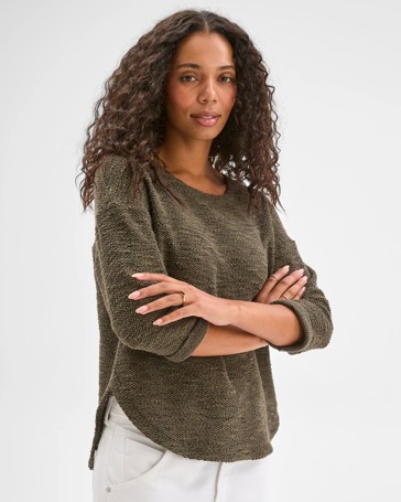Australian Cotton Blend Curved Hem Textured Top