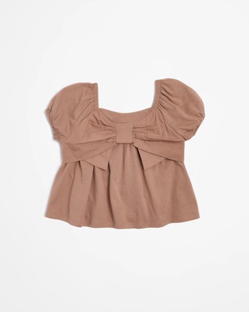 Puff Sleeve Bow Front Top