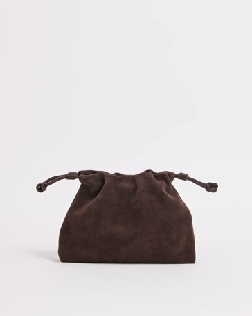 Premium Suede Leather Gathered Clutch Bag