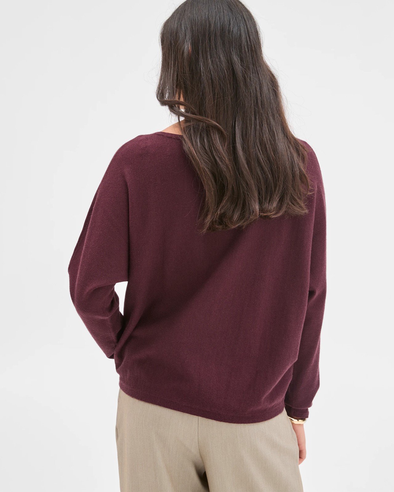 Preview Dolman Sleeve Boat Neck Knit Sweater - Pinot 6 of 6