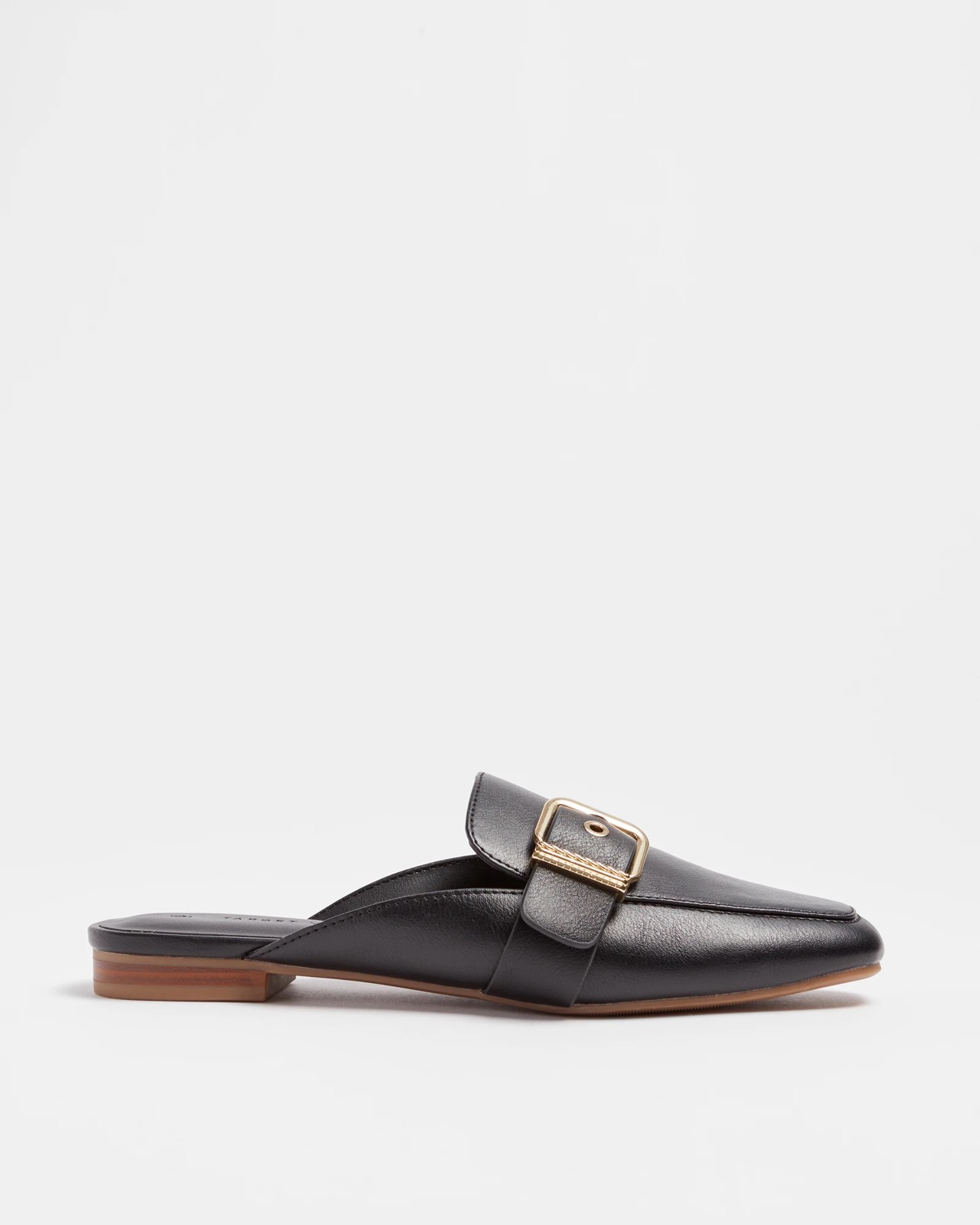 Black mules store with buckle