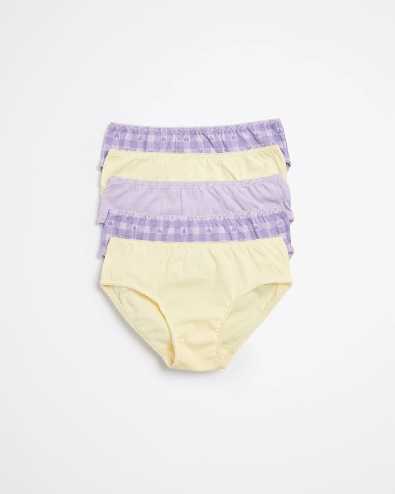 Girls Essential Briefs - 5 Pack - Purple / Yellow