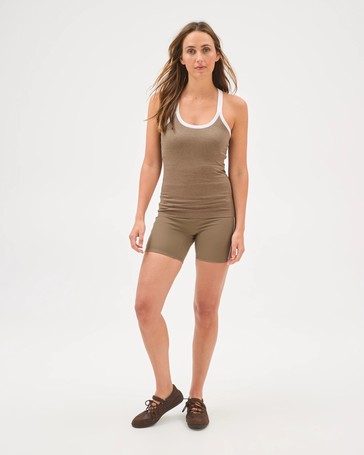 Active Studio Soft Slim Fit Ribbed Tank Top with Shelf Bra