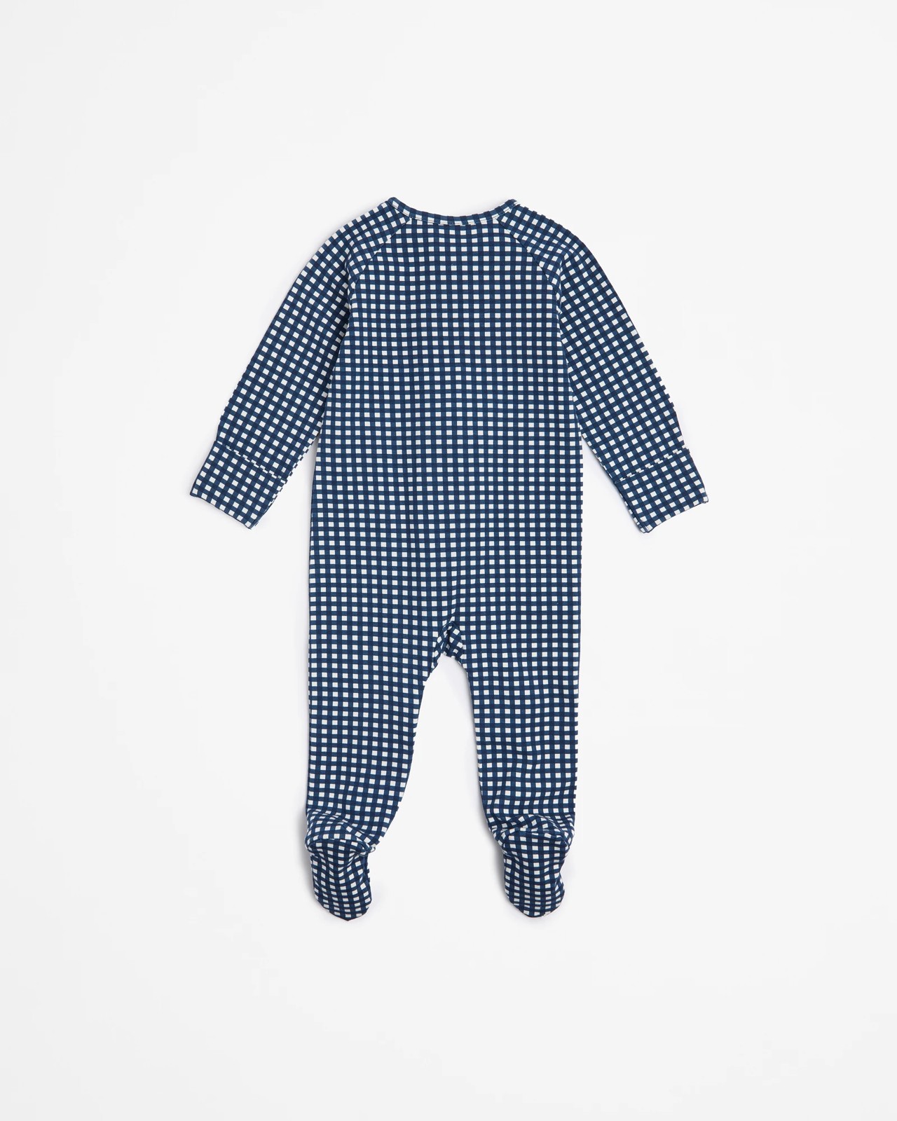 Baby Organic Cotton Print Zip Coverall - Navy Gingham 4 of 4