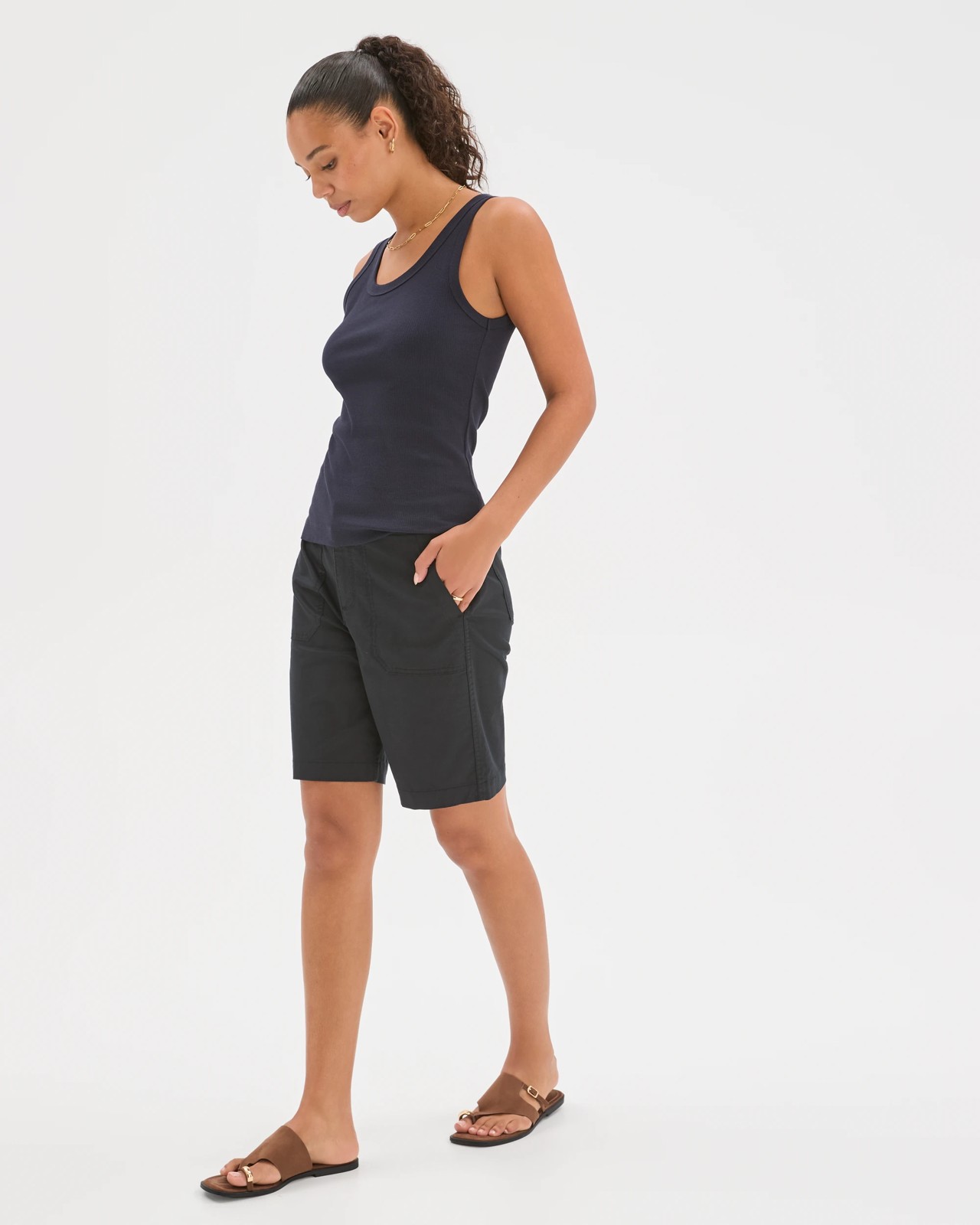 Rib Waist Shorts - Black 3 of 5