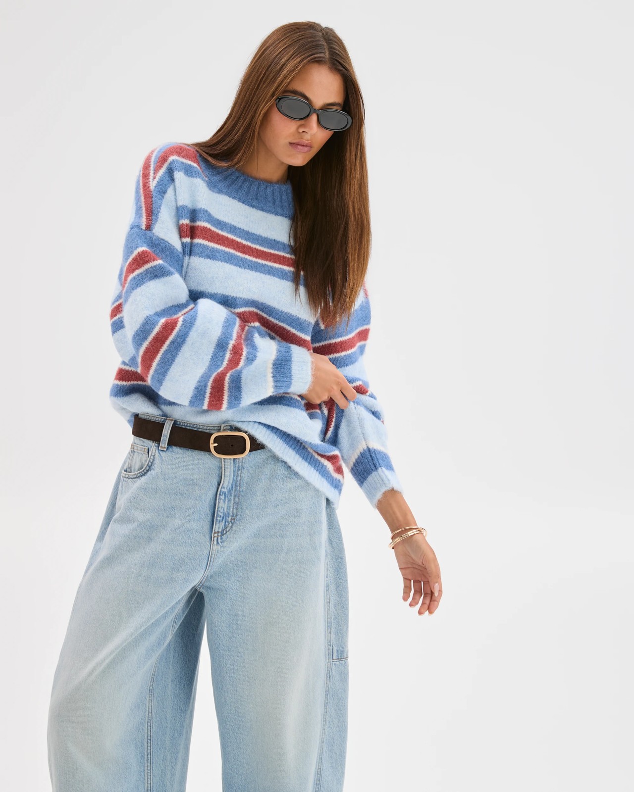 Lily Loves Stripe Knit Pullover Jumper - Mulberry 4 of 6