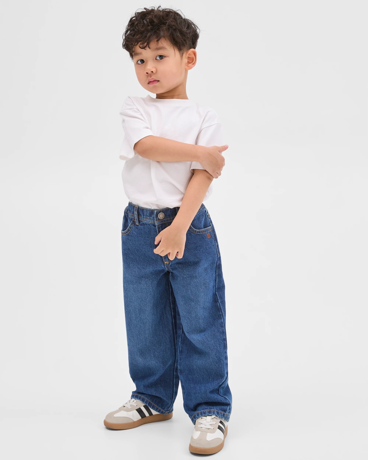 Wide Leg Denim Jeans - Dark Wash 3 of 6