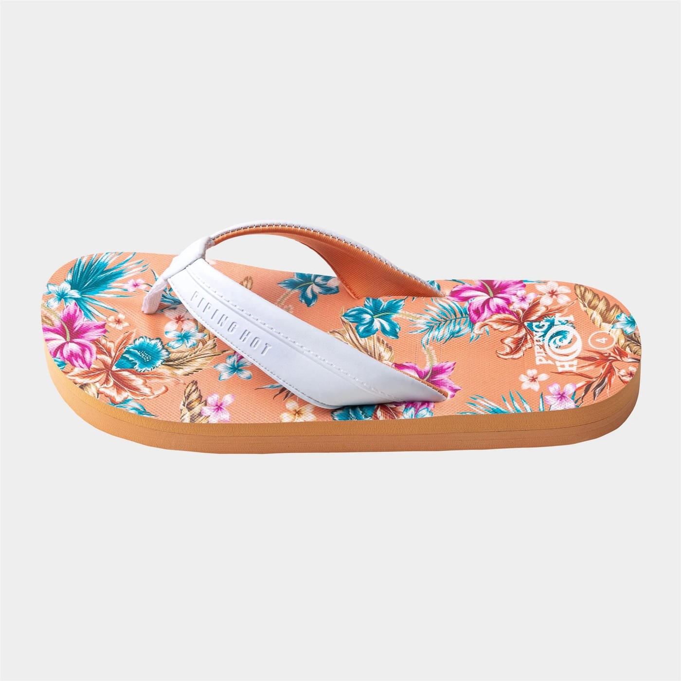 Piping Hot Kids Recycled Thongs - Coral Floral 3 of 5