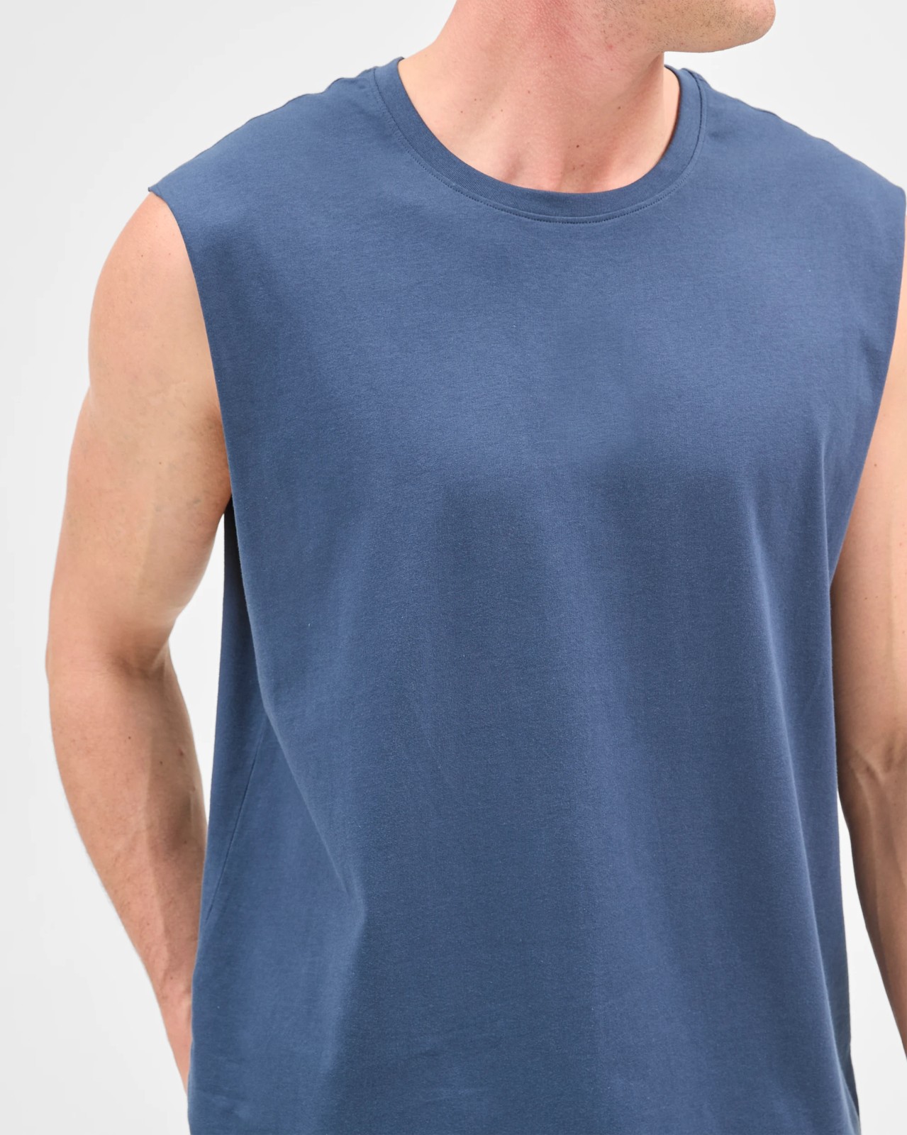 Australian Cotton Plain Tank Top  - Space Blue 5 of 6