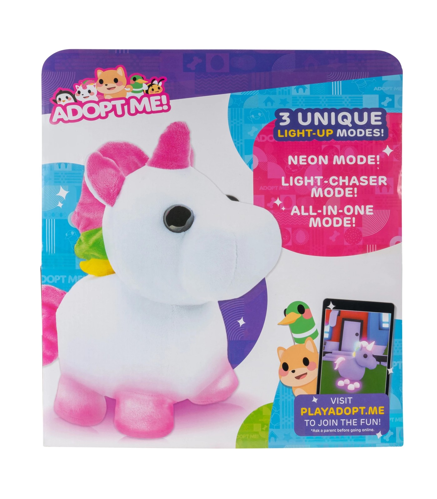  Adopt Me! Neon Unicorn Light-Up Plush - Soft and Cuddly - Three  Light-Up Modes - Directly from The #1 Game, Exclusive Virtual Item Code  Included - Toys for Kids - Ages