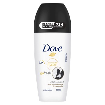 Dove Advanced Care Go Fresh Antiperspirant Deodorant Roll-On 50ml - Pro-Ceramide and Calendula, White Freesia Scent