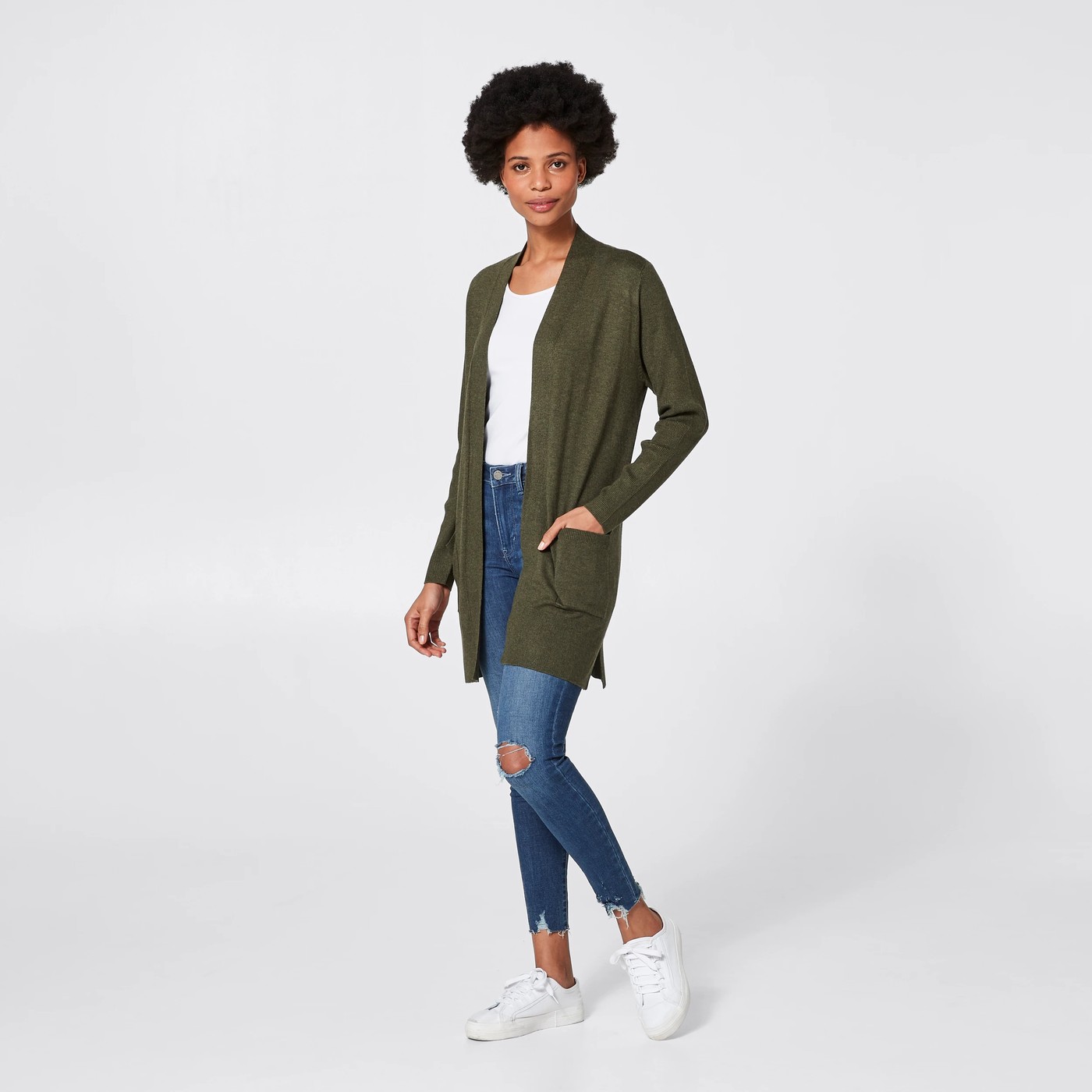 Edge-To-Edge Cardigan - Khaki Green 5 of 5
