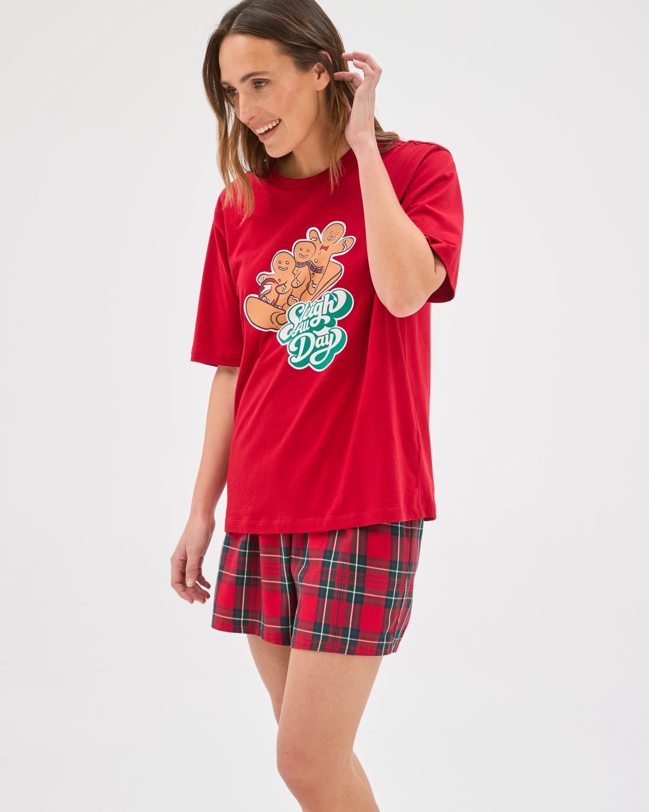 Family Matching Christmas Australian Cotton Womens Pyjama Set - Gingerbread Sleigh All Day 5 of 5