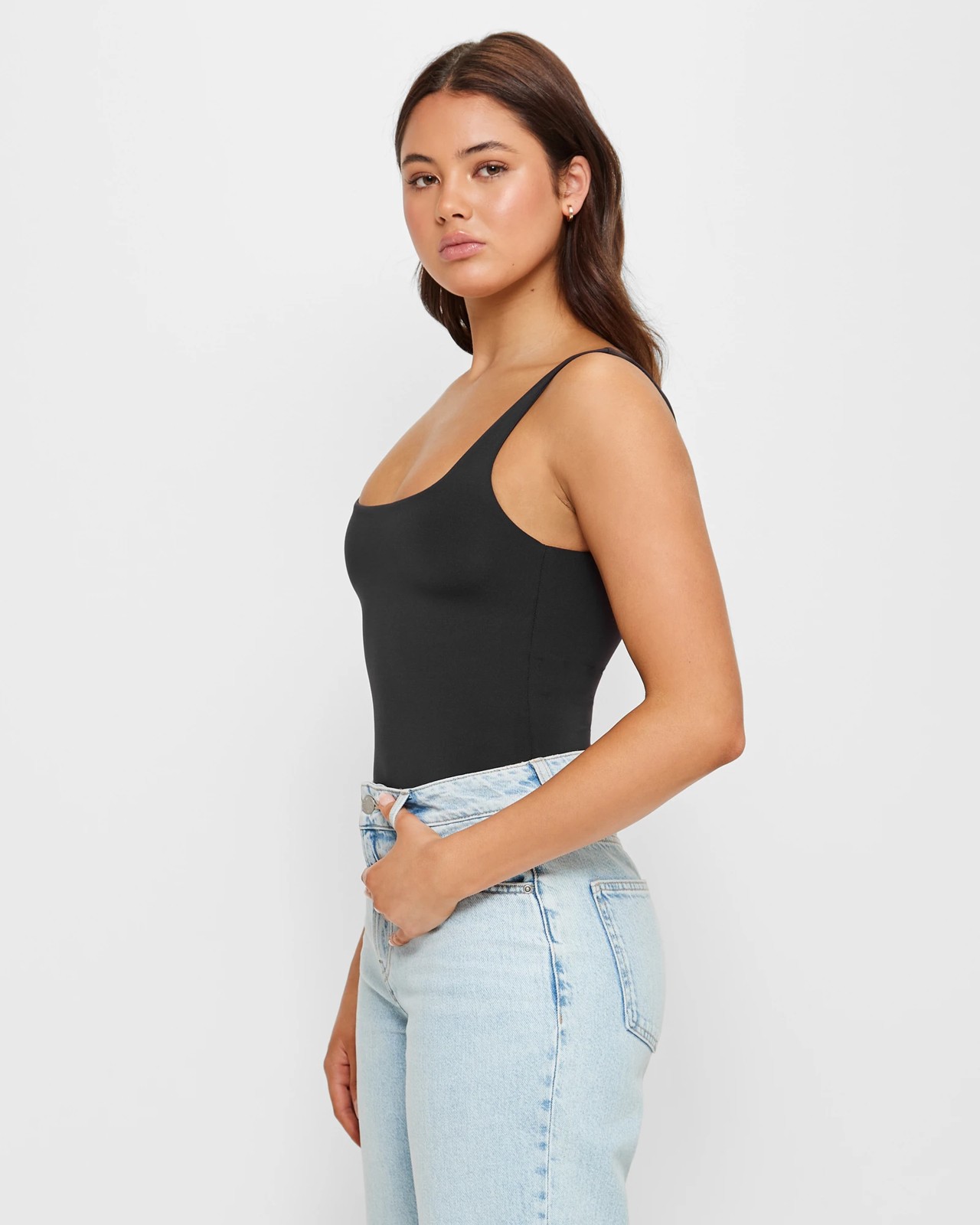 Square Neck Bodysuit - Lily Loves - Black