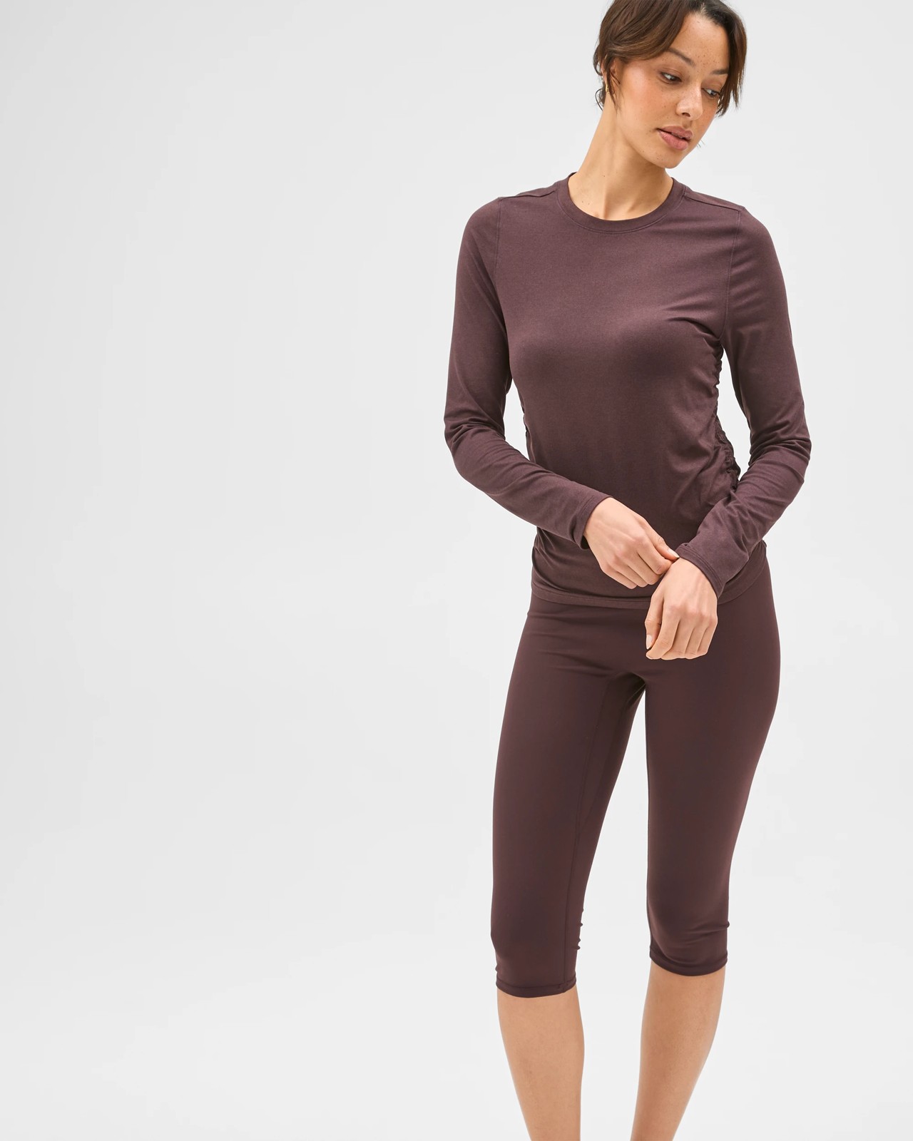Active Studio Soft Crop Length Yoga Tights - Raisin 2 of 6