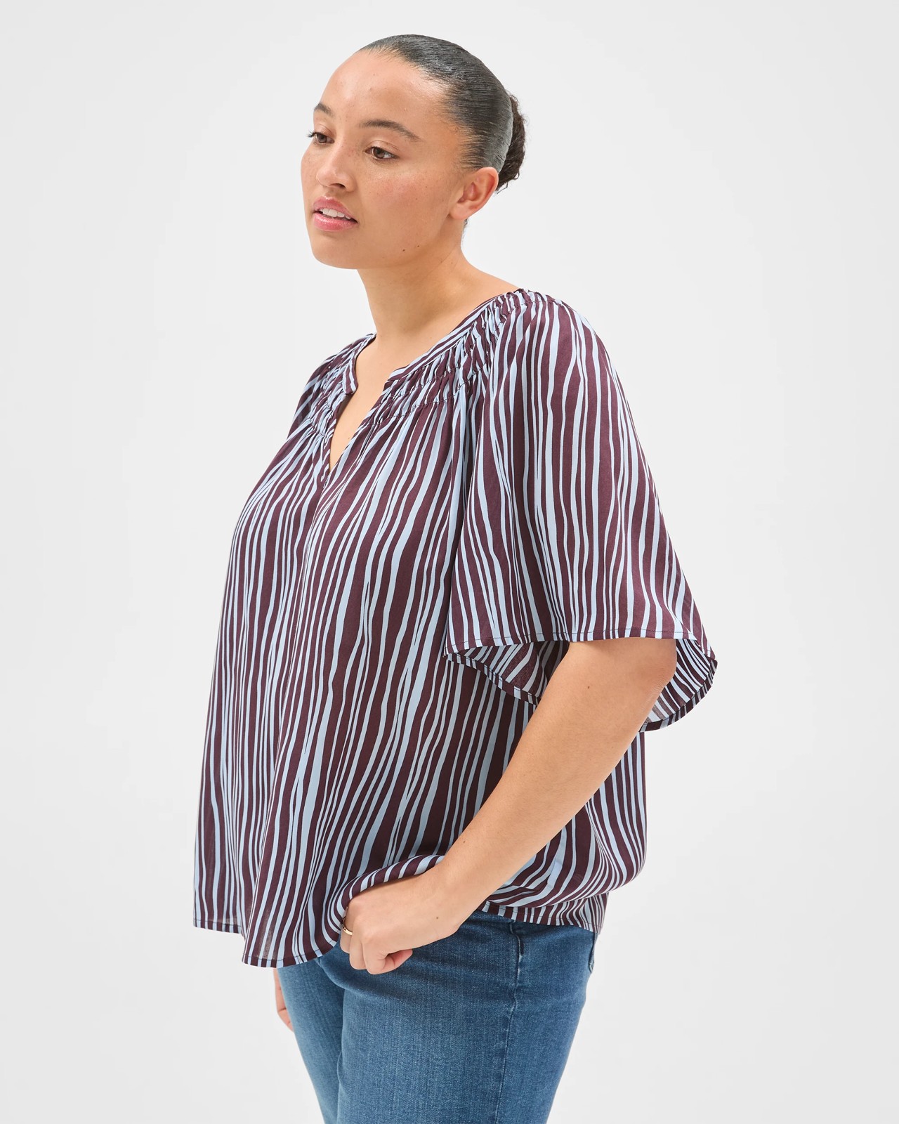 Plus Size Lyocell Short Sleeve Femme Blouse 4 of 6