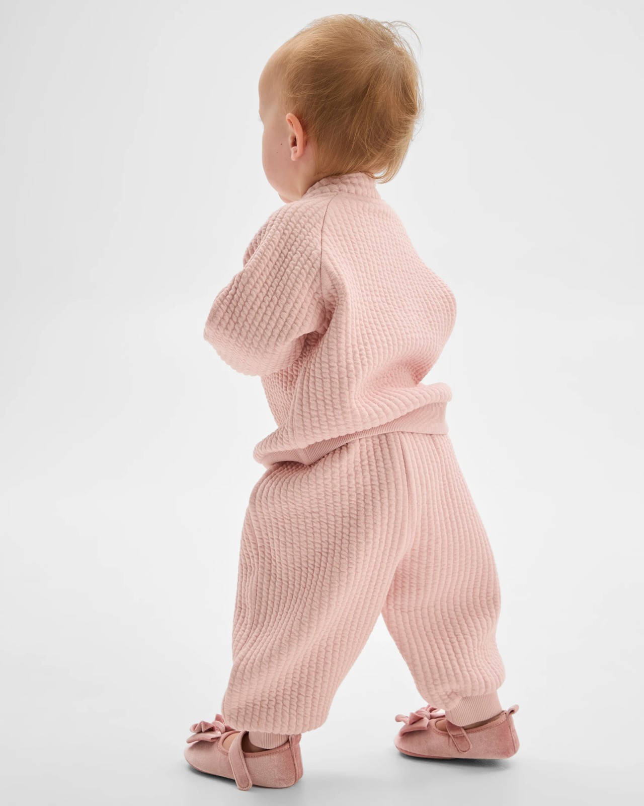 Baby Organic Cotton Quilted Quarter Zip Pullover Jumper - Lotus 3 of 5