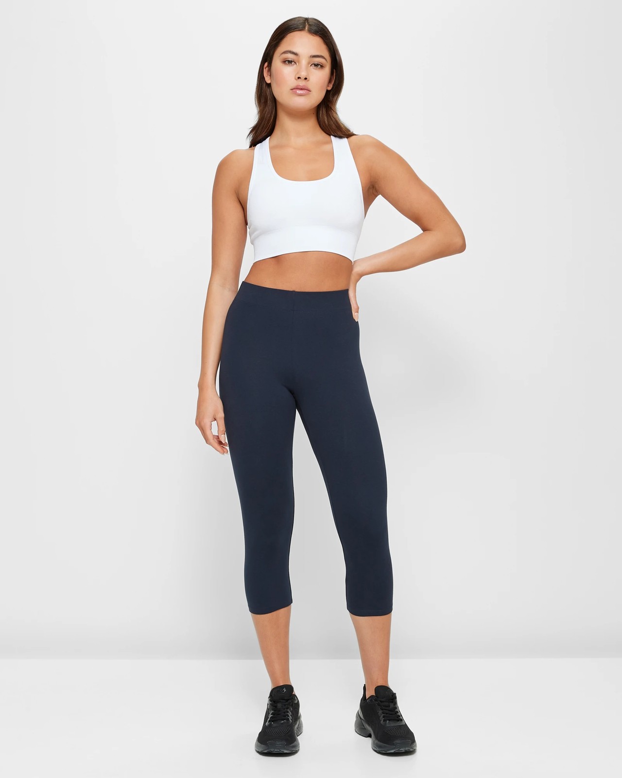 Active 3/4 Length Leggings - Navy Blue