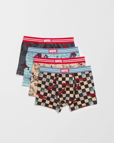 Licensed Marvel Spider-Man Australian Cotton 4 Pack Younger Boys Trunks