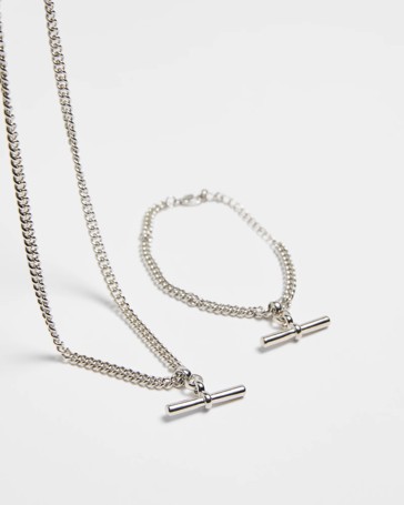 Fob Necklace and Bracelet Set