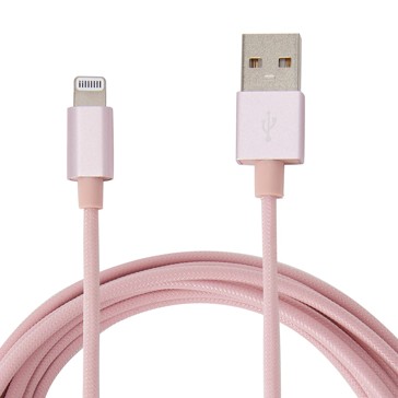 Lightning Cable, 2m Pink Rope - Anko