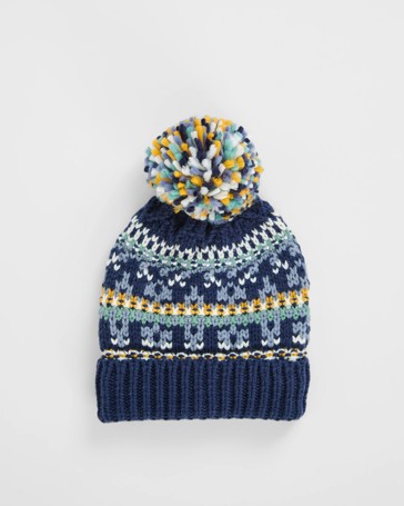 Chunky Fairisle Pom Pom Beanie