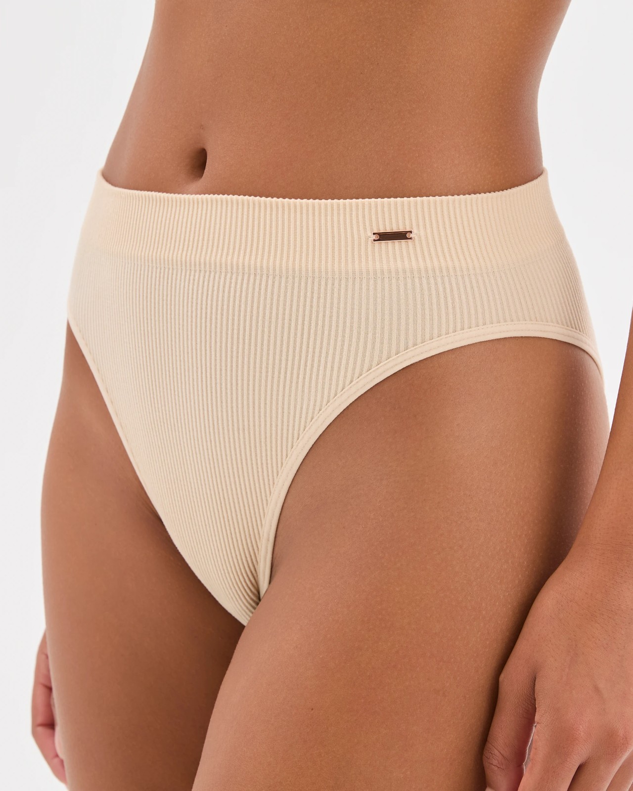 Lily Loves 2 Pack Ribbed Seamfree High Waisted Bikini Briefs - Shell 4 of 4