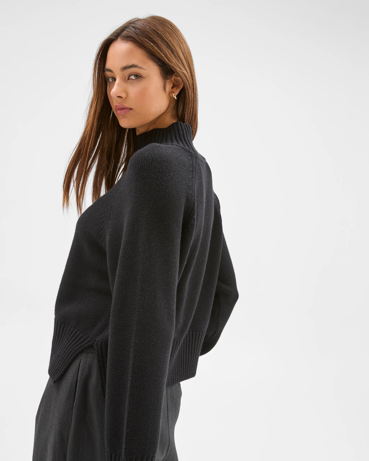 Lily Loves Australian Cotton Blend High Neck Knit Jumper - Black 3 of 5