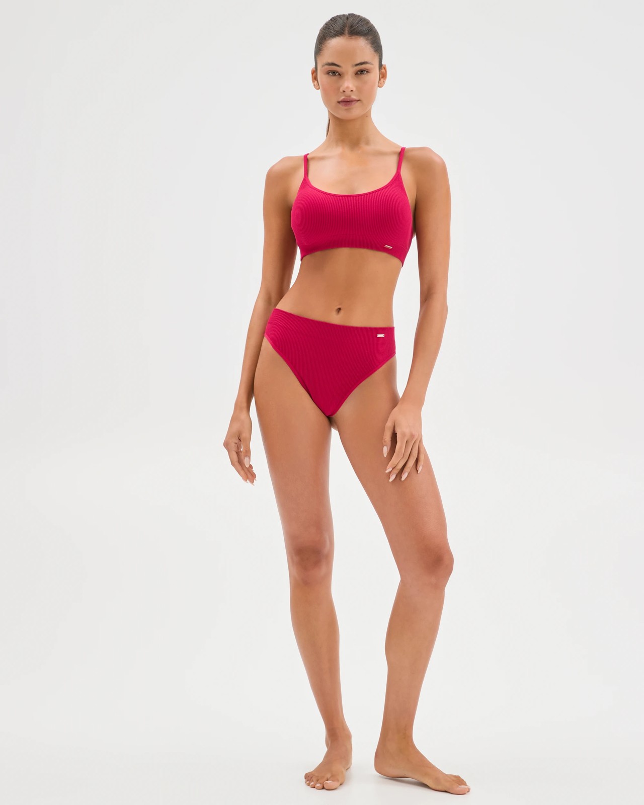 Lily Loves 2 Pack Ribbed Seamfree High Waisted G-String Briefs - Wineberry 2 of 5