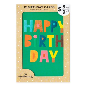 12 Pack Hallmark Birthday Cards - Bright Happy Birthday and Smiley Balloons