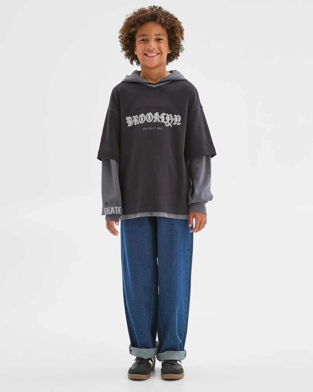 Australian Cotton Blend Long Sleeve Hooded T-Shirt - Black 2 of 6