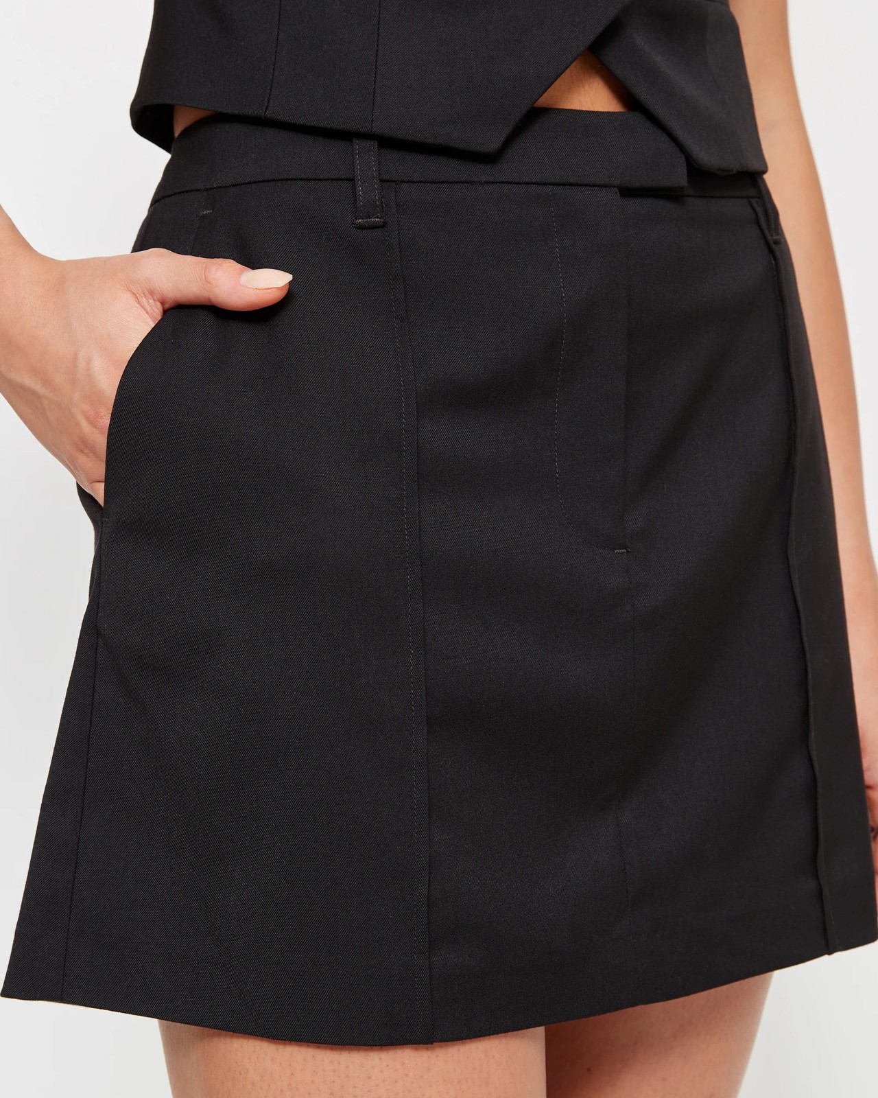 Black Tailored Mini Skirt