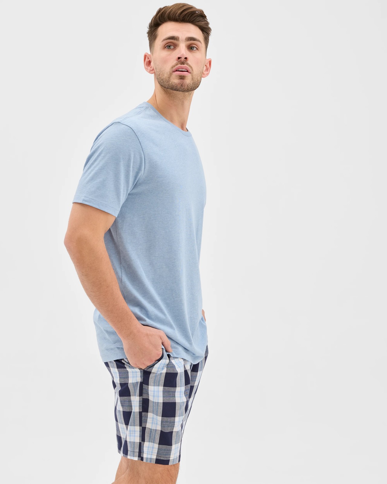 Maxx Jersey T-Shirt and Check Shorts Sleep Set 4 of 5