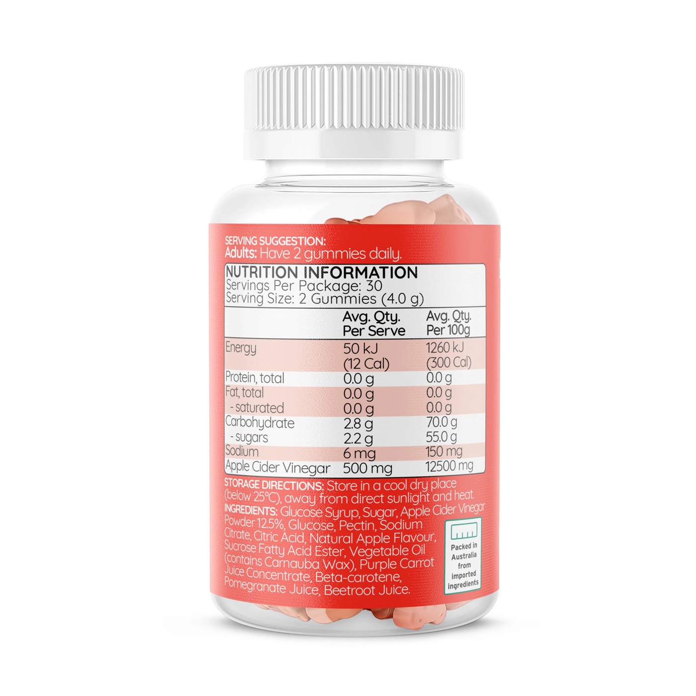 60 Pack Haircarebear Apple Cider Vinegar Gummies 120g 2 of 3