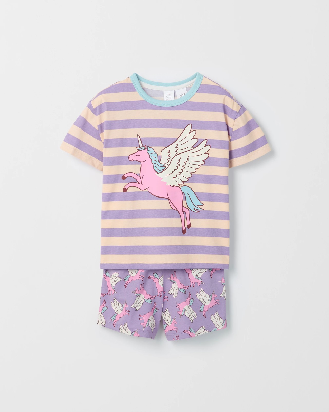 Australian Cotton Younger Girls Oversized Jersey Pyjama Set - Unicorn Multi 6 of 6