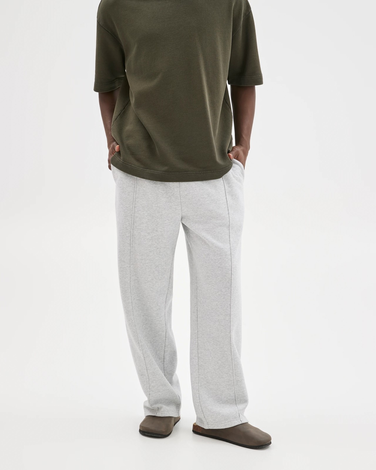 Commons Australian Cotton Blend Loose Fit Uncuffed Trackpants - Grey Marle 2 of 5