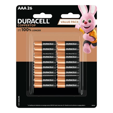 26 Pack Duracell Coppertop 1.5V AAA  Alkaline Batteries