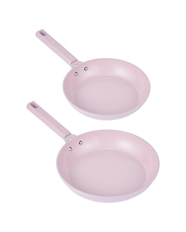 Anko 2 Pack Ceramic Coated Non Stick Fry Pans - Pink