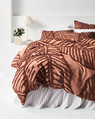 Oakley Cotton Textured Leaf Quilt Cover Set