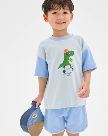 Australian Cotton Textured T-Shirt and Shorts 2 Piece Set