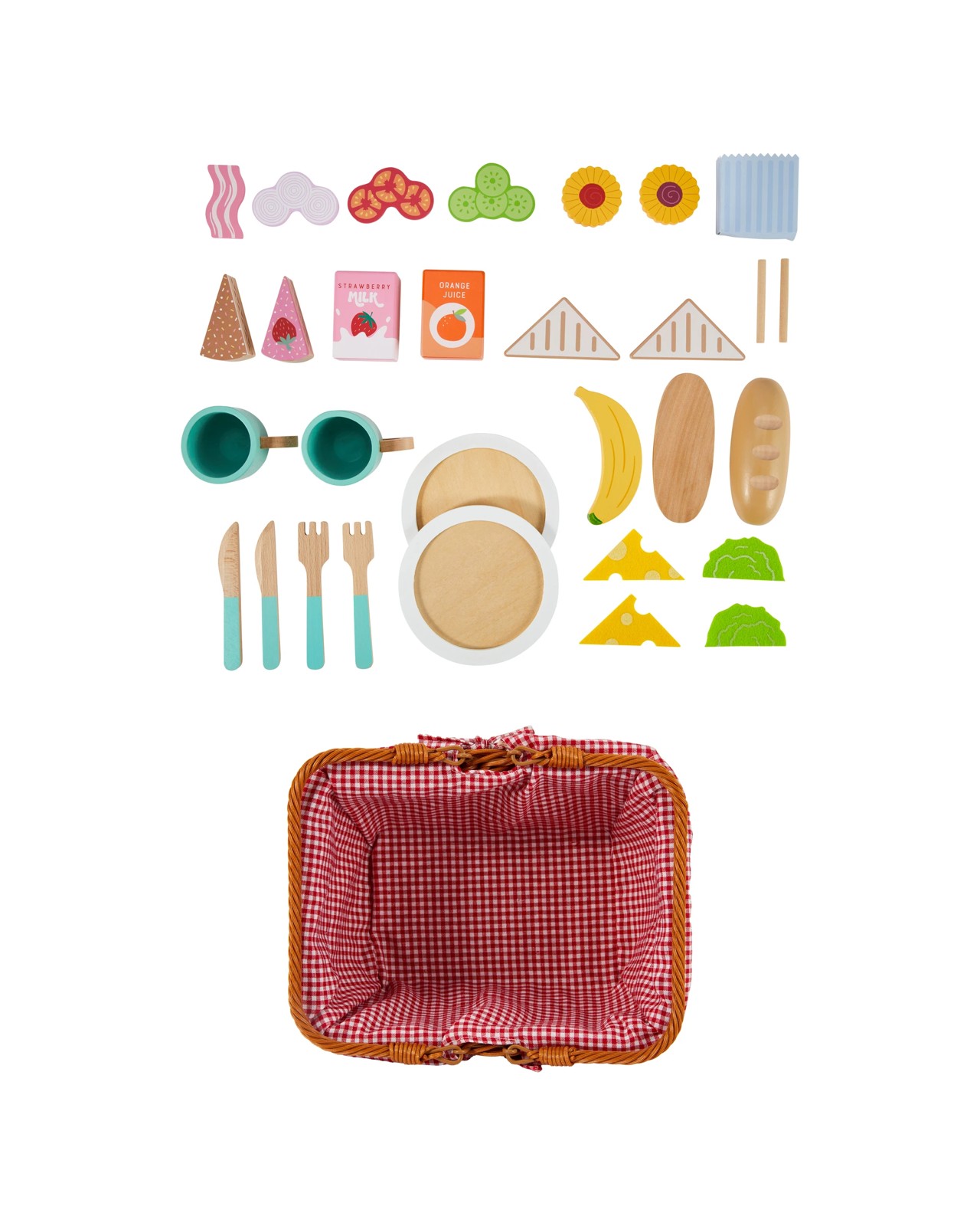 29 Piece Wooden Picnic Basket Playset 2 of 5