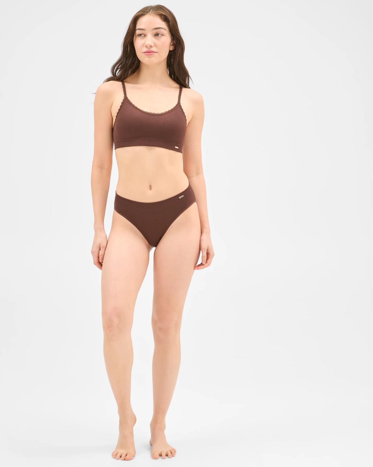 Lily Loves 2 Pack Rib Seamfree High Waist Bikini Briefs - Chocolate 2 of 6