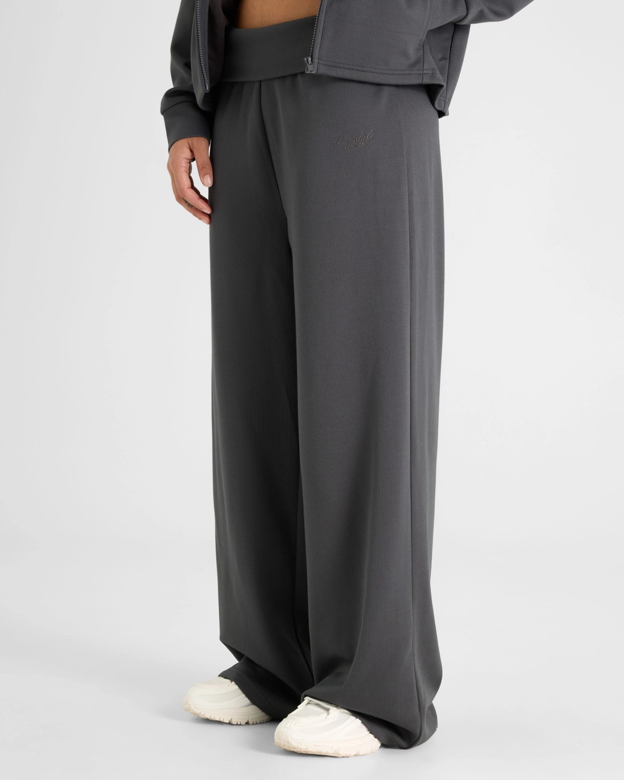 Lonsdale London Rib Wide Leg Pants - Charcoal 2 of 5